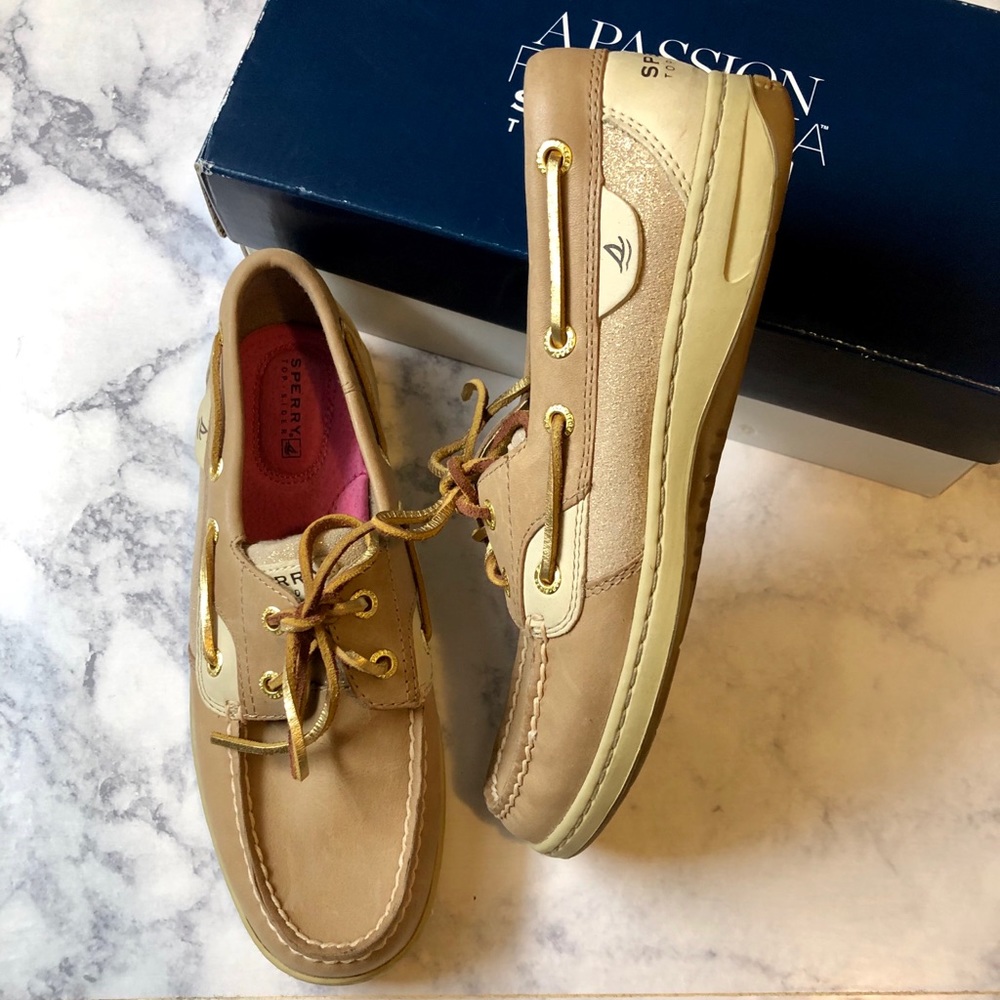 Women’s gold sperry shoes